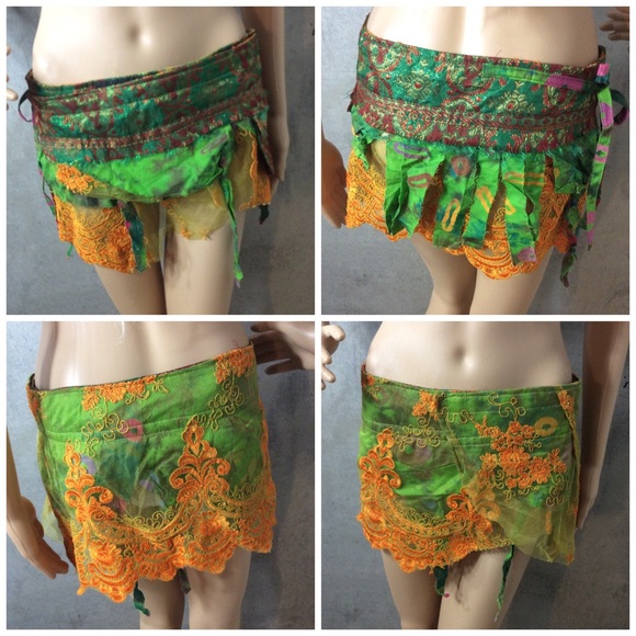 🎀 8PC TWIN FESTIVAL GOGO SKIRT FEATHER NECKLACE PERFORMANCE DANCER FAIRY ELF - Picture 4 of 8